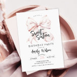 Invitación de cumpleaños de Pink Bow Sweet<br><div class="desc">Dulce cumpleaños Pink Bow Invitación para una estética del arco moderno celebración de 16 años</div>