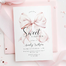 Invitación de cumpleaños de Pink Bow Sweet