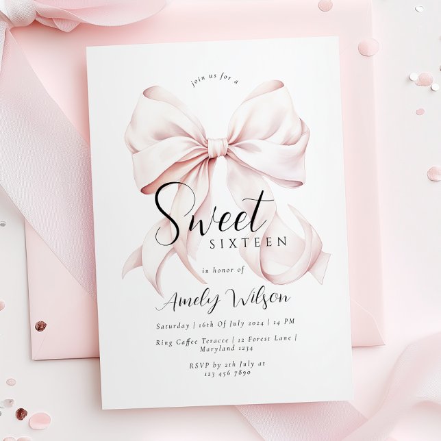 Invitación de cumpleaños de Pink Bow Sweet (Subido por el creador)