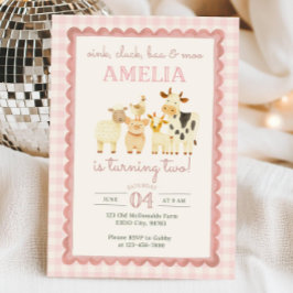 Invitación de cumpleaños de Pink Farm | Parte del 