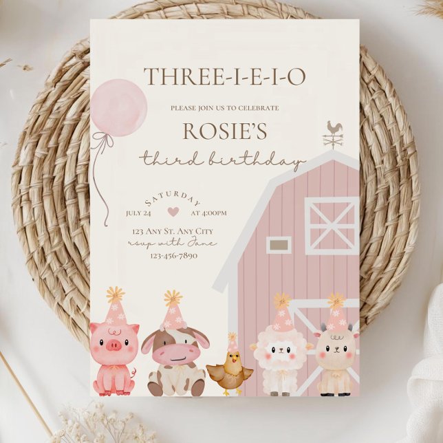 Invitación de cumpleaños de Pink Farm, Tres-I-E-I- (Subido por el creador)
