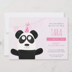 Invitación de cumpleaños de Pink Panda