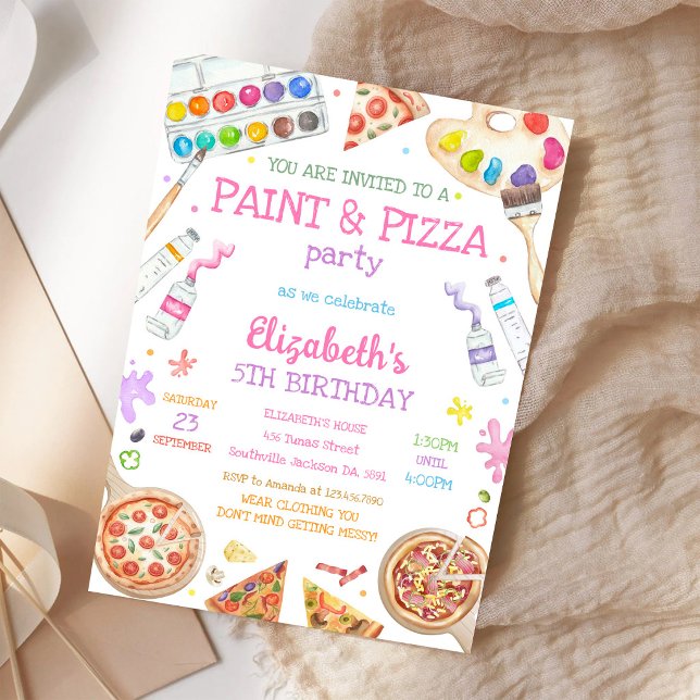 Invitación de cumpleaños de pintura de arte y pizz (Subido por el creador)