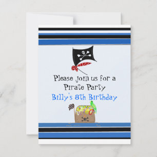 Invitación de cumpleaños de pirata a rayas