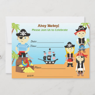 Invitación de cumpleaños de pirata Ahoy Mates niño