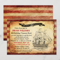 INVITACIÓN DE CUMPLEAÑOS DE PIRATA ANTIGUO PARA CU