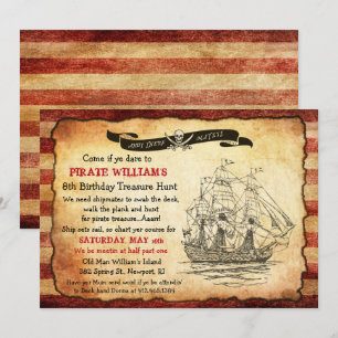 INVITACIÓN DE CUMPLEAÑOS DE PIRATA ANTIGUO PARA CU