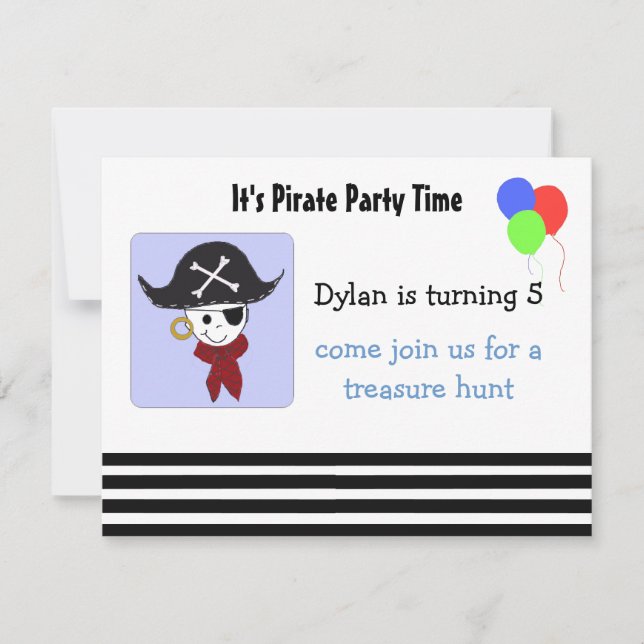 Invitación de cumpleaños de pirata genial (Anverso)