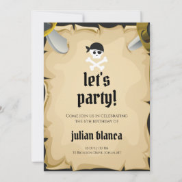 Invitación de cumpleaños de pirata para fiesta 