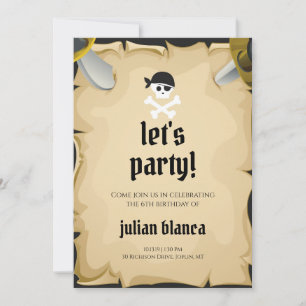 Invitación de cumpleaños de pirata para fiesta