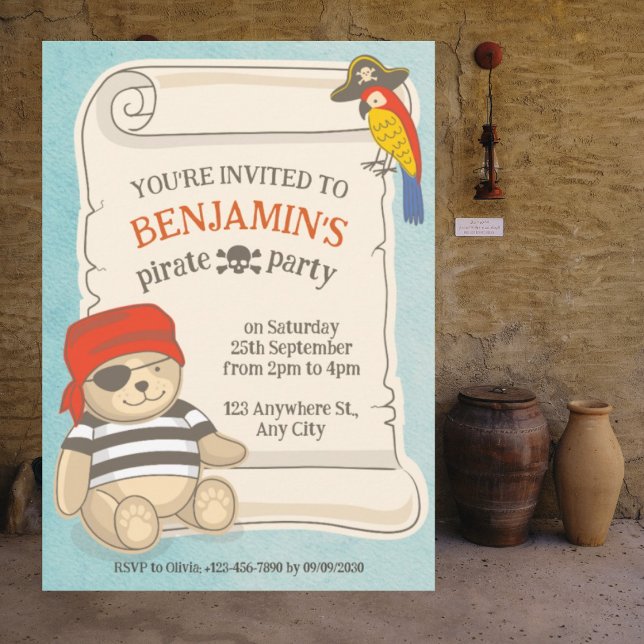 Invitación de Cumpleaños de Pirata Tierno para Bab (Subido por el creador)