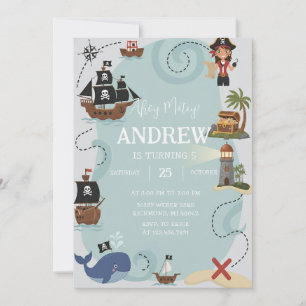 Invitación de cumpleaños de piratas Plantilla Ahoy