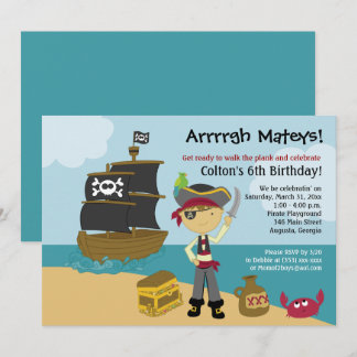 Invitación de cumpleaños de Pirate Boy 5x7