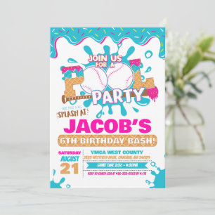 Invitación de Cumpleaños de Piscina de Goteo de He