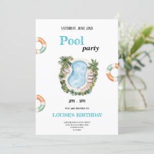 invitación de cumpleaños de piscina fresca