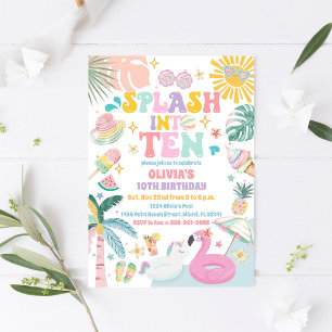 Invitación de Cumpleaños de Piscina Tropical
