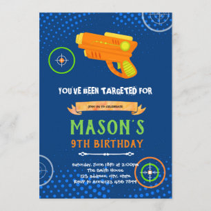 Invitación de cumpleaños de pistola de tag láser
