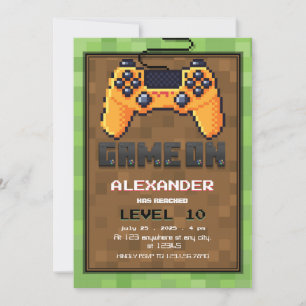 Invitación de cumpleaños de Pixel Gamer Level