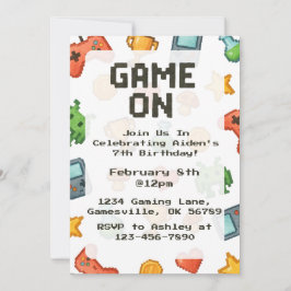 Invitación de cumpleaños de Pixel Watercolor Gamin