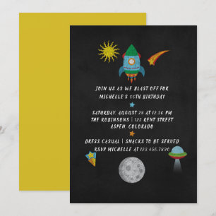 Invitación de cumpleaños de pizarra temática de Es