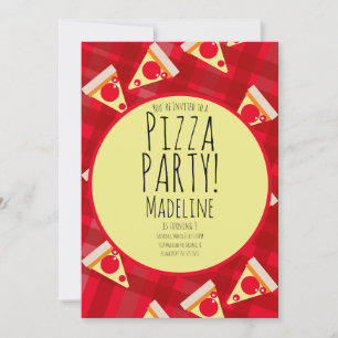 Invitación de cumpleaños de pizza audaz para fiest