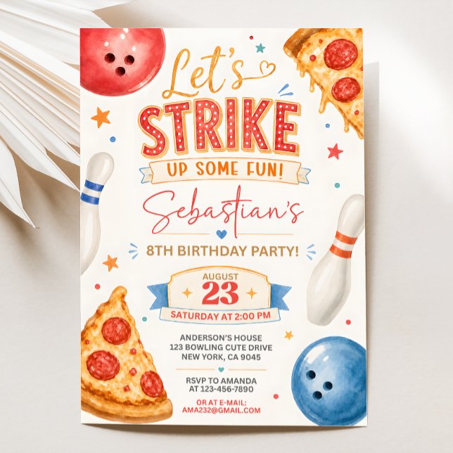 Invitación de cumpleaños de Pizza Bowling (Subido por el creador)