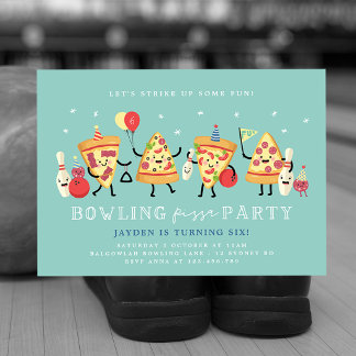 Invitación de cumpleaños de pizza de bolos para ni