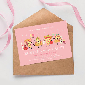 Invitación de cumpleaños de pizza de bolos para ni