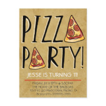 INVITACIÓN DE CUMPLEAÑOS DE PIZZA FIESTA PARA NIÑO