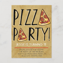 INVITACIÓN DE CUMPLEAÑOS DE PIZZA FIESTA PARA NIÑO