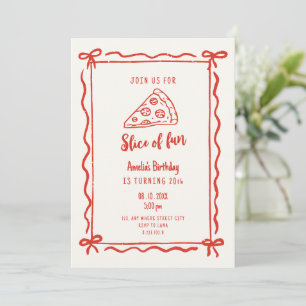 Invitación de cumpleaños de pizza retro divertida