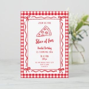 Invitación de cumpleaños de pizza retro divertida