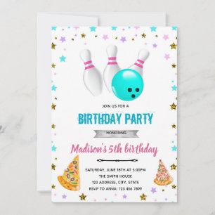 Invitación de cumpleaños de pizza y bolos para niñ