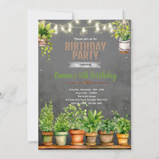 invitación de cumpleaños de plantas