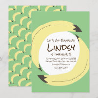 Invitación de cumpleaños de plátano verde amarillo