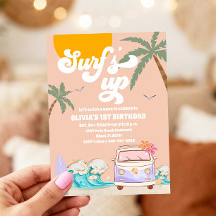 Invitación de Cumpleaños de Playa de Surf