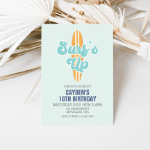 Invitación de cumpleaños de playa de tabla de surf