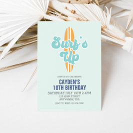 Invitación de cumpleaños de playa de tabla de surf