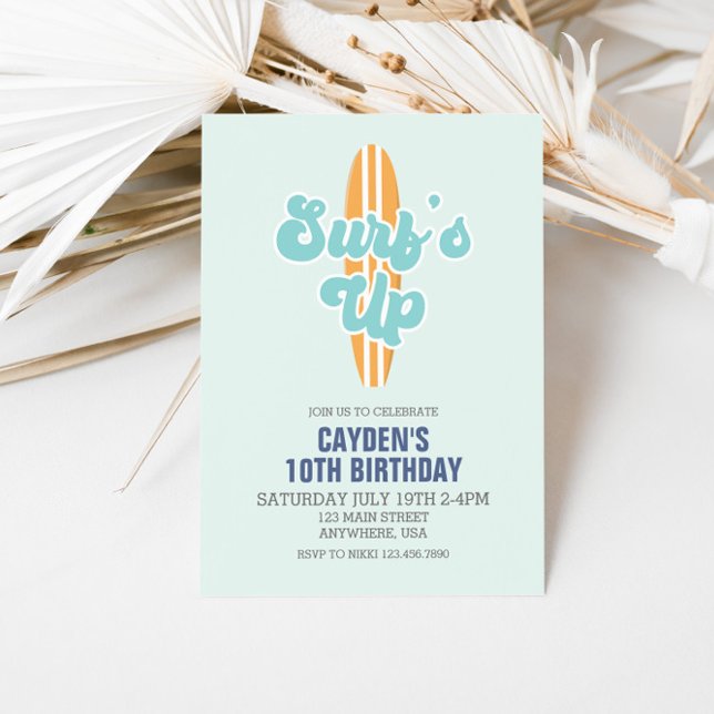 Invitación de cumpleaños de playa de tabla de surf (Subido por el creador)
