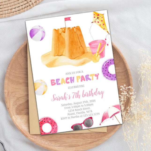 Invitación de cumpleaños de playa editable (Beach Birthday Invitations)