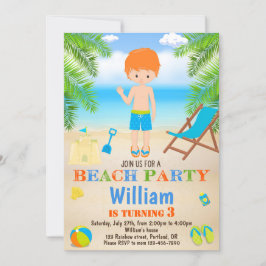 Invitación de cumpleaños de playa Invitación de ni