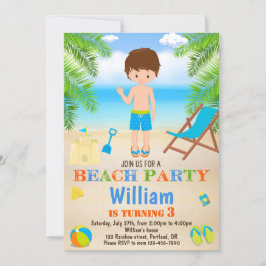 Invitación de cumpleaños de playa Invitación de ni