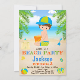 Invitación de cumpleaños de playa Invitación de ni