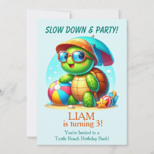 Invitación de cumpleaños de playa tropical con tor