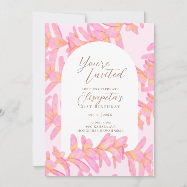 Invitación de cumpleaños de Plumeria (Anverso)