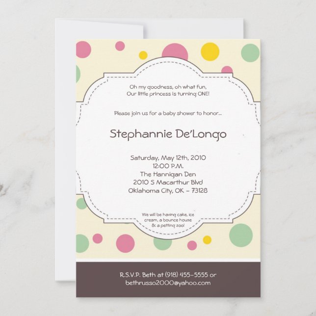 Invitación de cumpleaños de Poke Pink Polkadot Pok (Anverso)