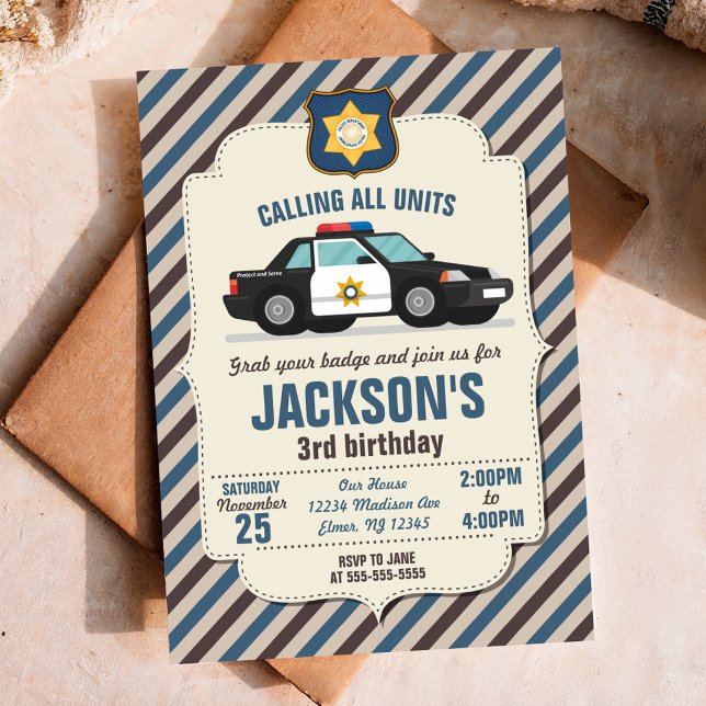 Invitación de cumpleaños de policía / Coche de pol (Subido por el creador)