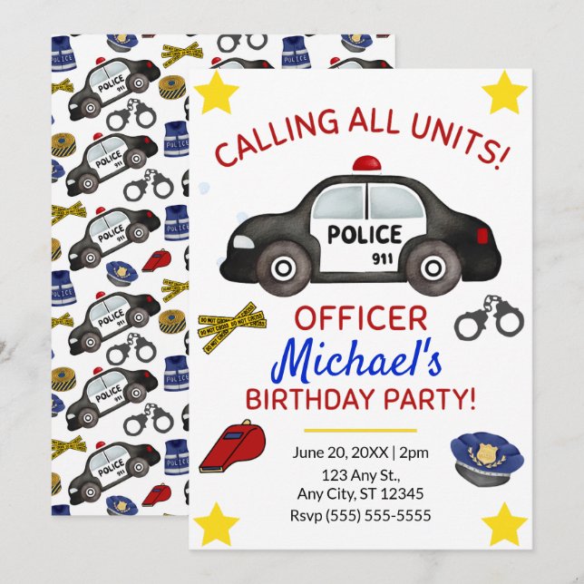 Invitación de Cumpleaños de Política (Anverso / Reverso)