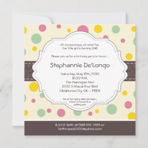 Invitación de cumpleaños de polkadot rosado Chica