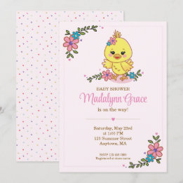 Invitación de Cumpleaños de Pollito Bebé Kawaii Ro